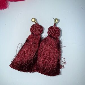 Chic Burgundy Tassel Earrings